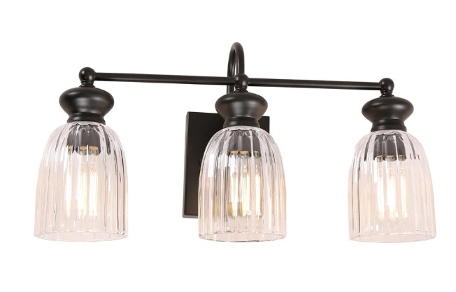 SINO 3lt Black Ellipse Clear Glass Shade Wall Light